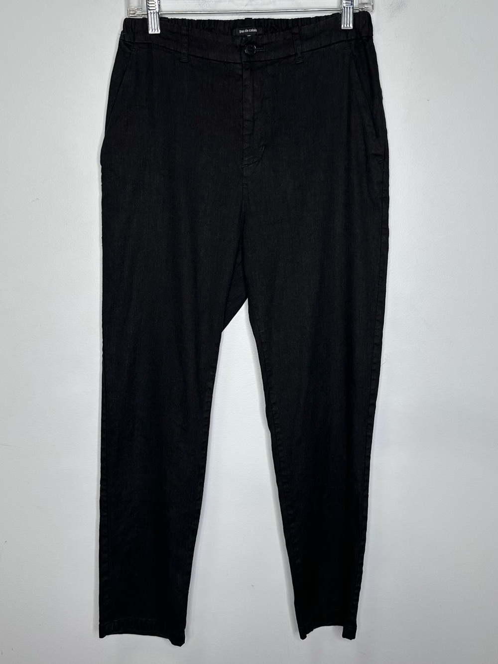 Pas De Calais Women’s Black Linen Blend Made In Japan Tapered Leg Pants
